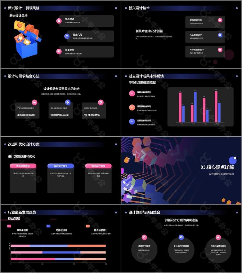 粉色创意设计趋势展望艺术设计年会PPT模板no.2