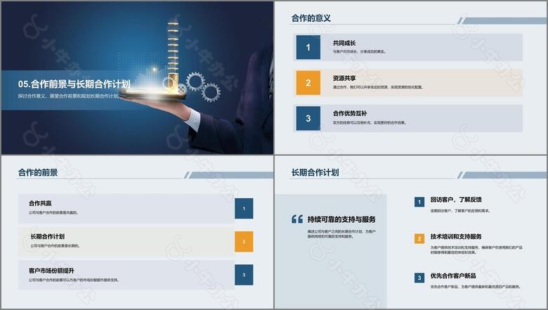 蓝色商务客户洽谈商业计划书PPT模板no.3