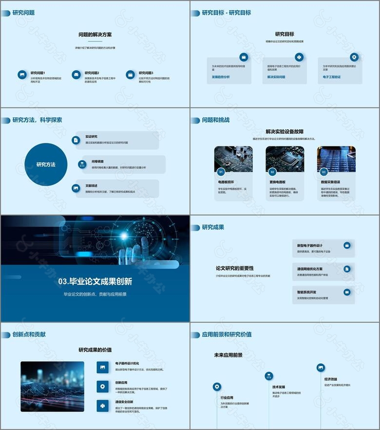 蓝色商务科技电子信息毕业答辩PPT模板no.2
