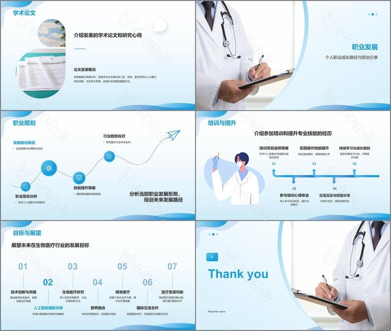 蓝色商务风医生工作总结汇报通用PPT模板no.3