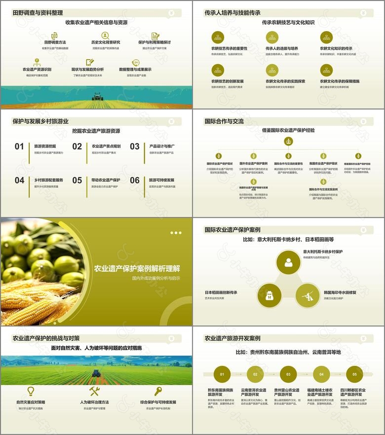 黄色商务风农业遗产保护PPT模板no.2