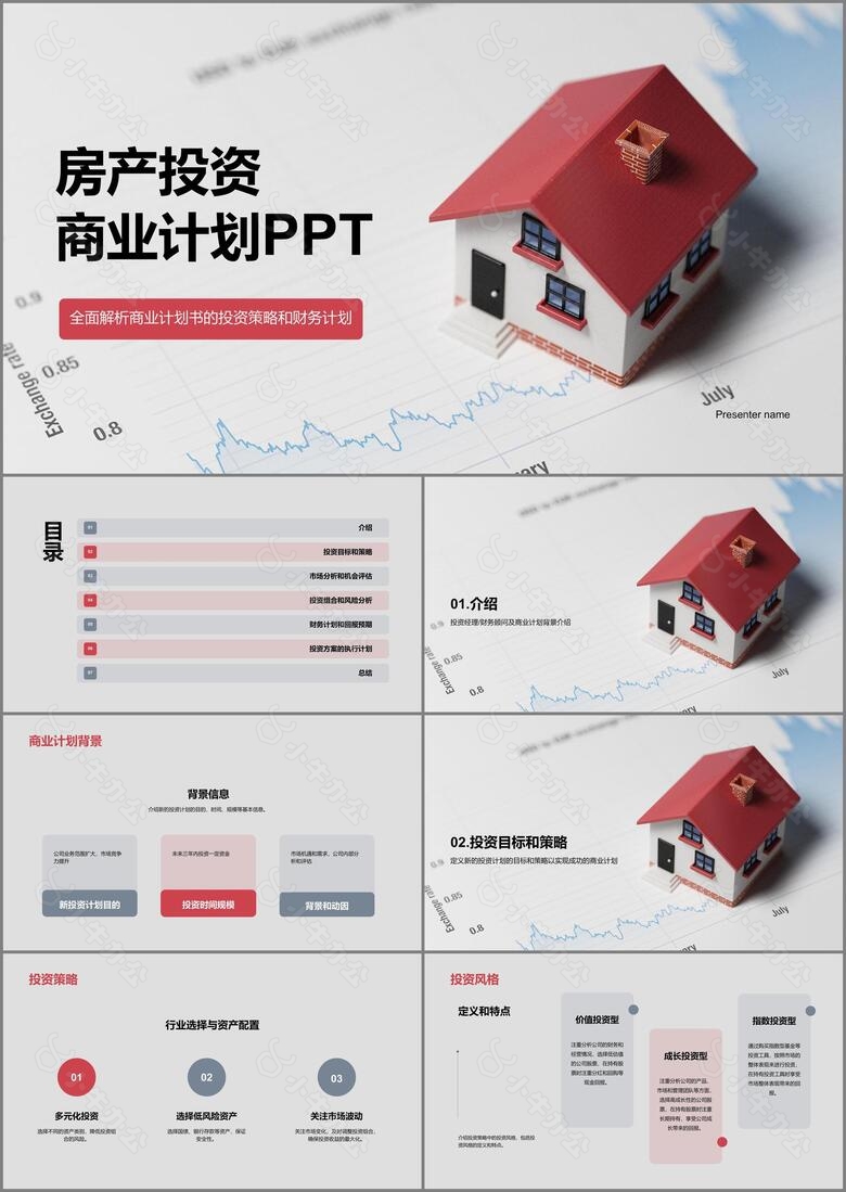 红灰色房产投资商业计划书PPT模板