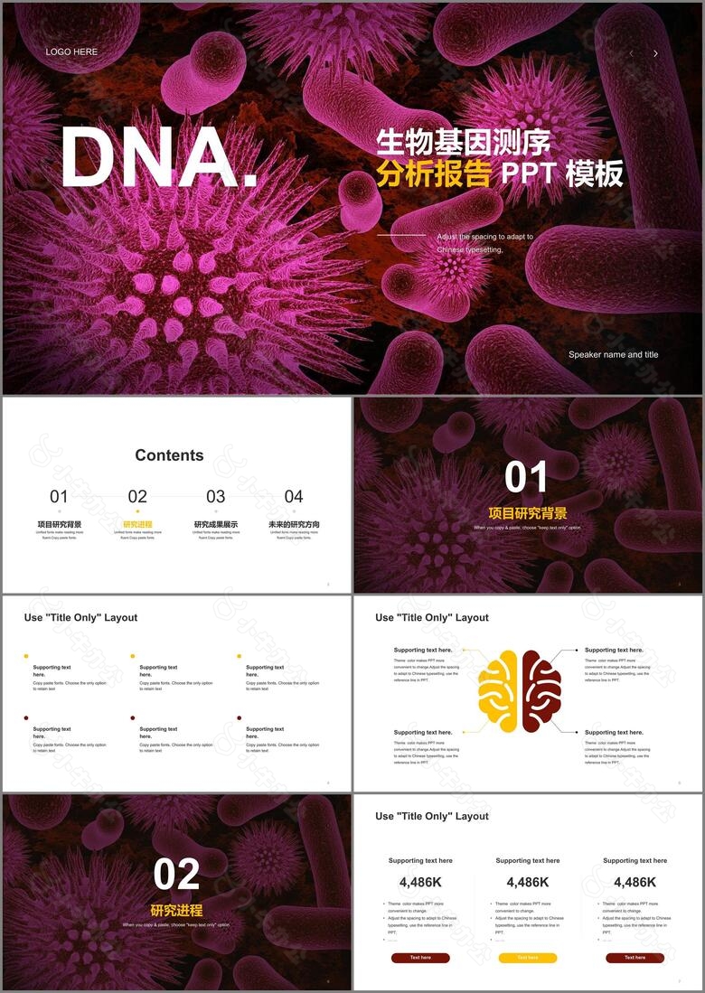 红色商务生物医疗年终总结PPT案例