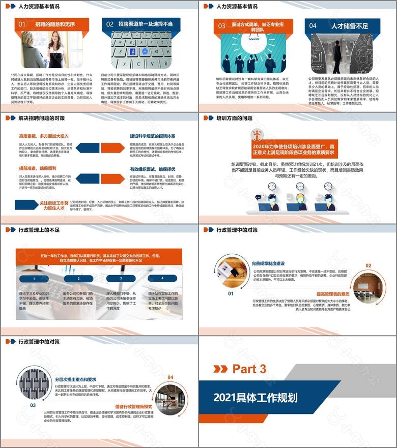 简约人力资源部行政部年终工作总结暨新年计划PPT模板no.3