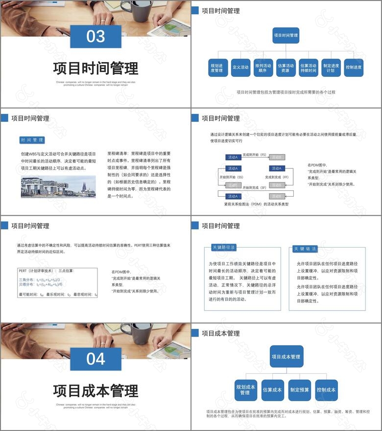 简约商务风企业培训项目管理十大知识领域PPT模板no.3