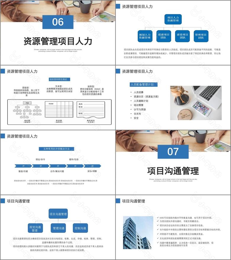 简约商务风企业培训项目管理十大知识领域PPT模板no.5