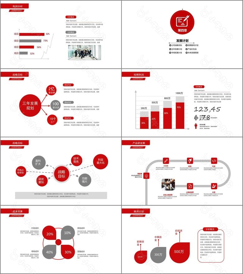 红色创业融资计划书PPT模板no.3