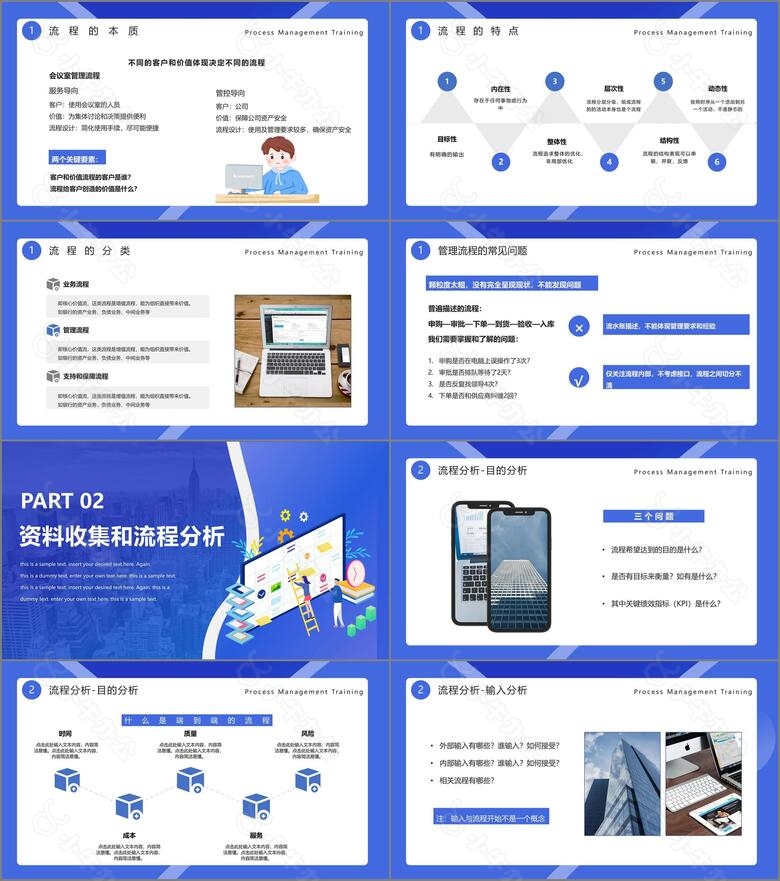蓝色简约风业务流程管理培训学习PPT模板no.2