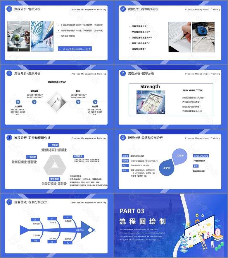 蓝色简约风业务流程管理培训学习PPT模板no.3