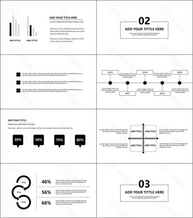 黑白水彩创意设计商业计划书路演通用PPT模板no.2