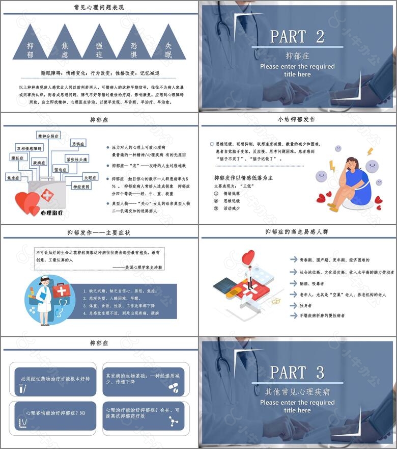 2020最新简约蓝色商务医疗行业通用心理疾病常识PPT模板no.2