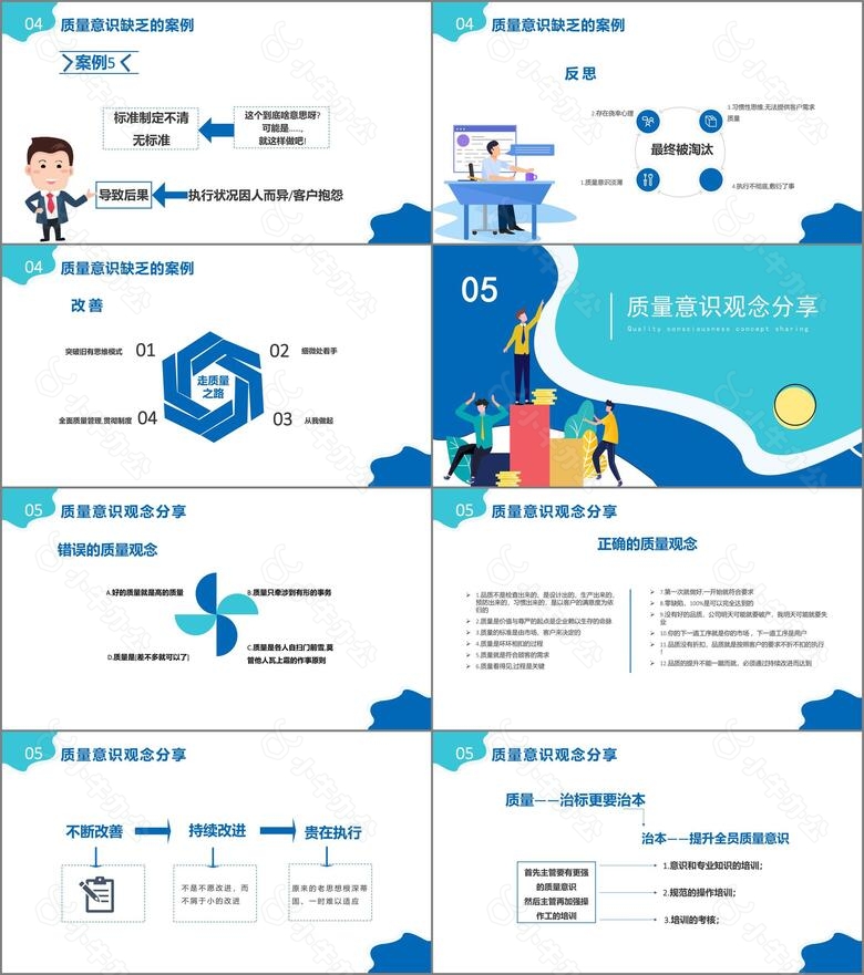 2022年扁平化品质培训提升员工质量意识通用PPT模板no.4