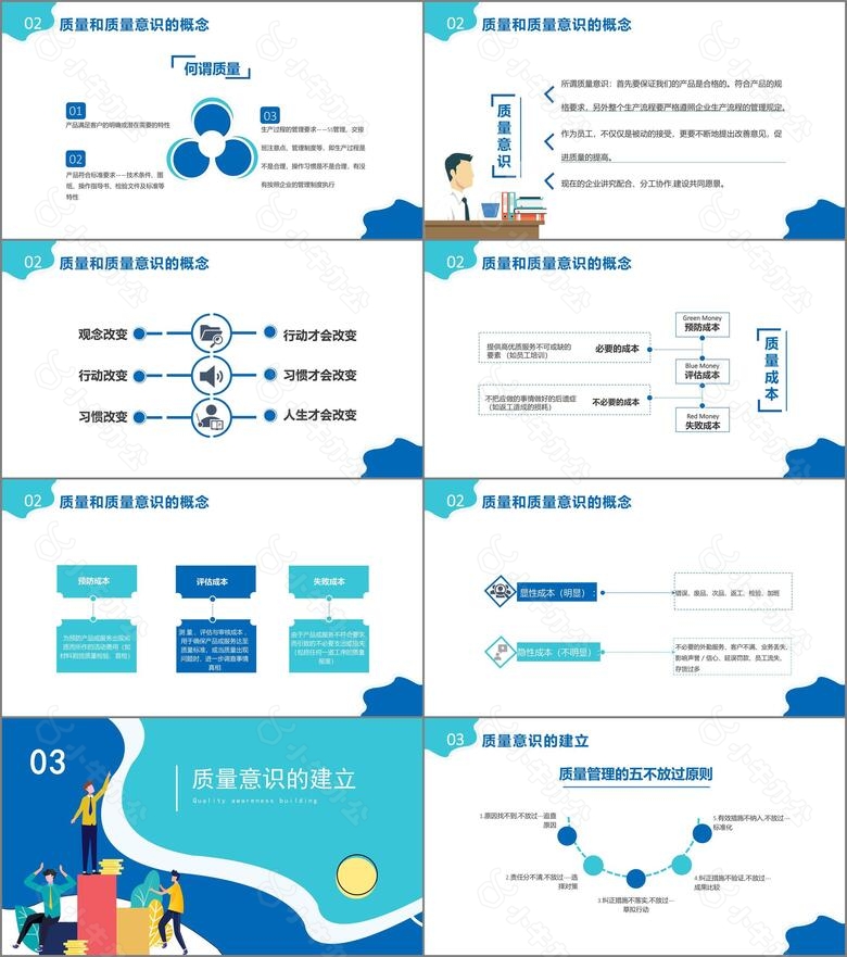 2022年扁平化品质培训提升员工质量意识通用PPT模板no.2