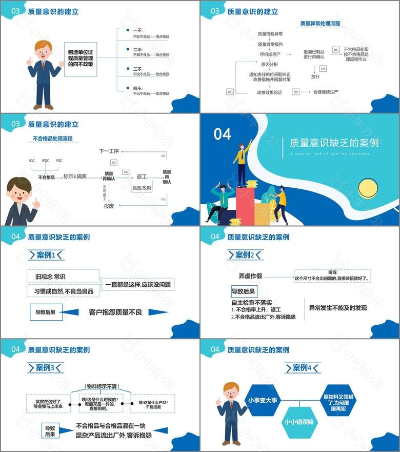 2022年扁平化品质培训提升员工质量意识通用PPT模板no.3