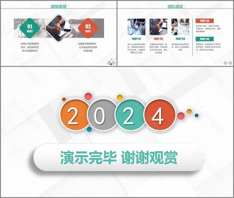 2024企业人力资源部行政管理招聘工作年终总结PPT模板no.5