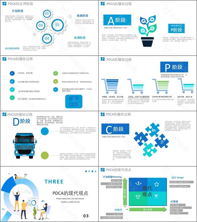 PDCA循环图计划执行检查纠正演示PPT模板no.2