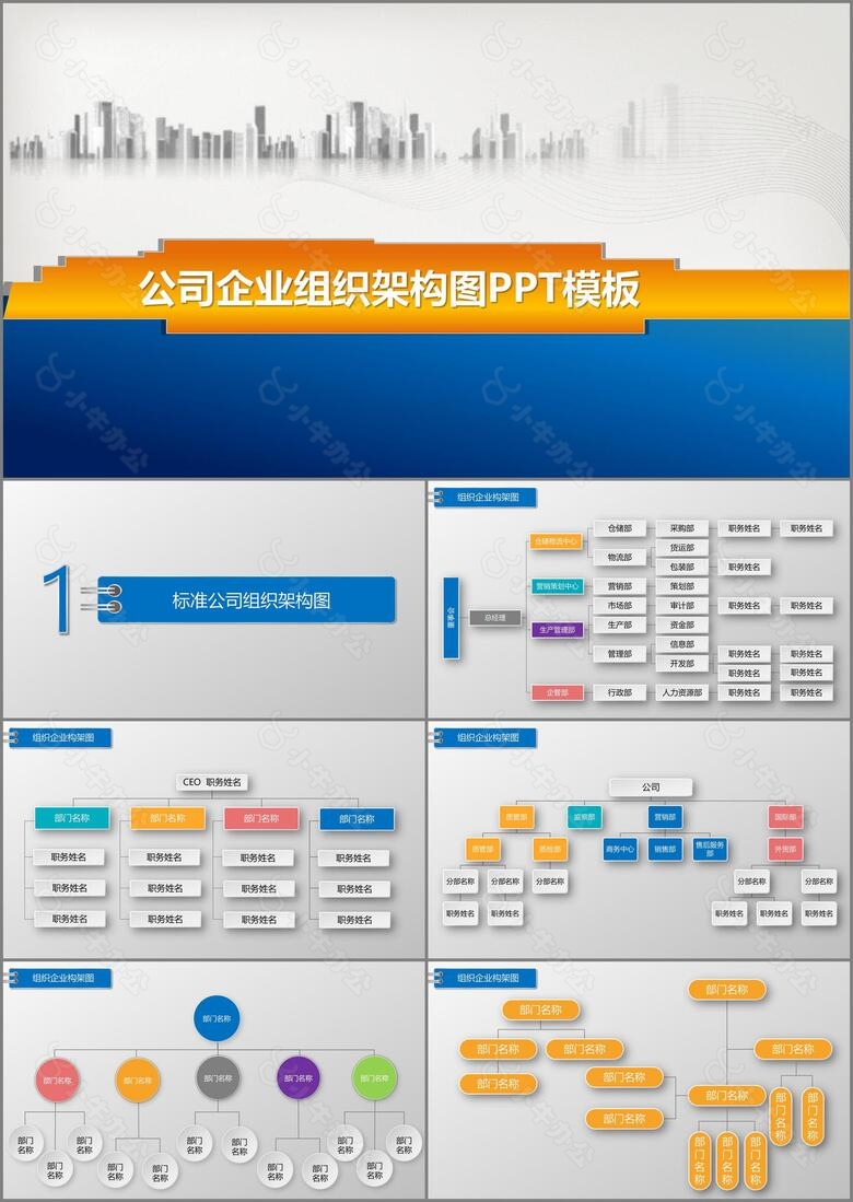 公司企业组织架构图PPT模板