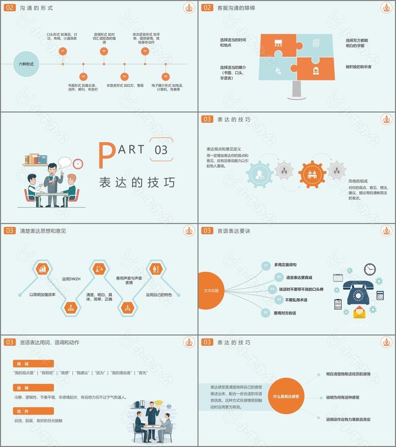 淡绿色扁平企业沟通技巧培训课件PPT模板no.2