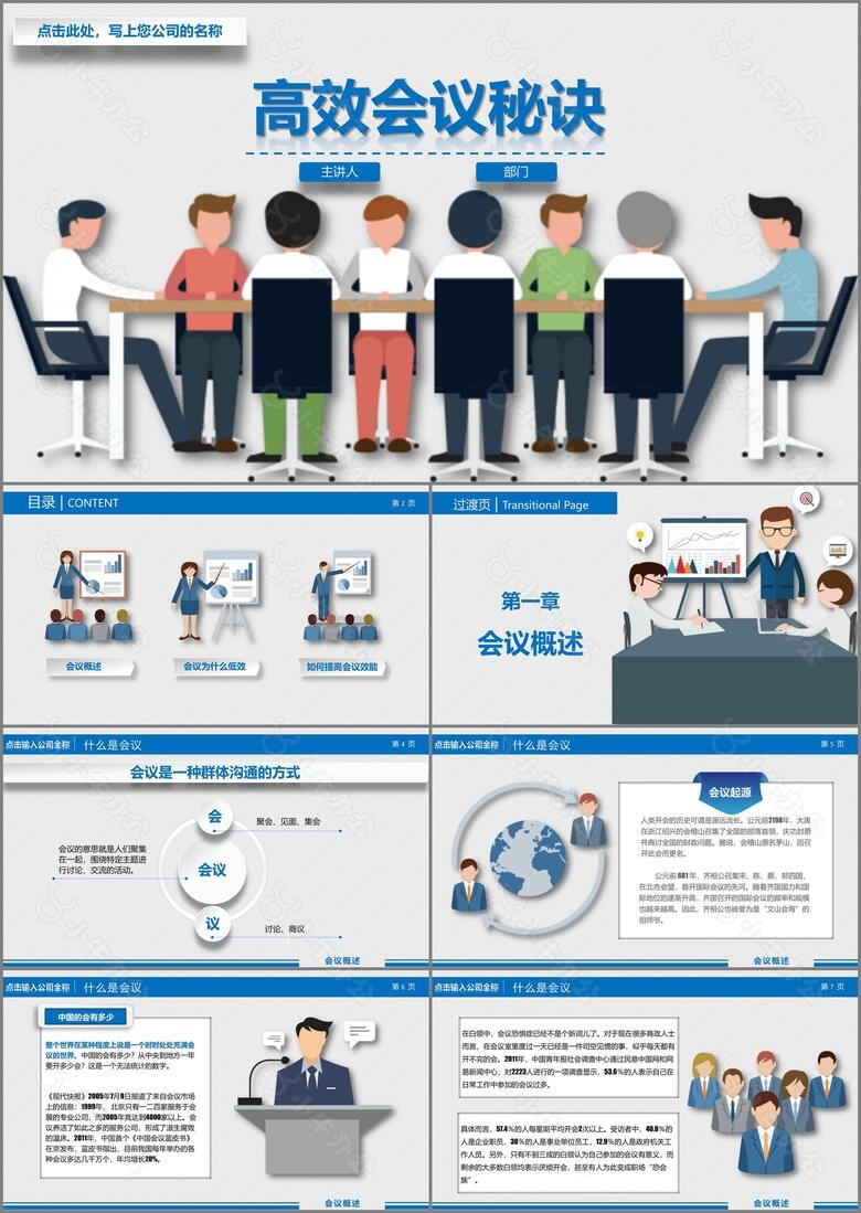 微粒体企业中层培训之高效会议秘诀完整内容PPT模板