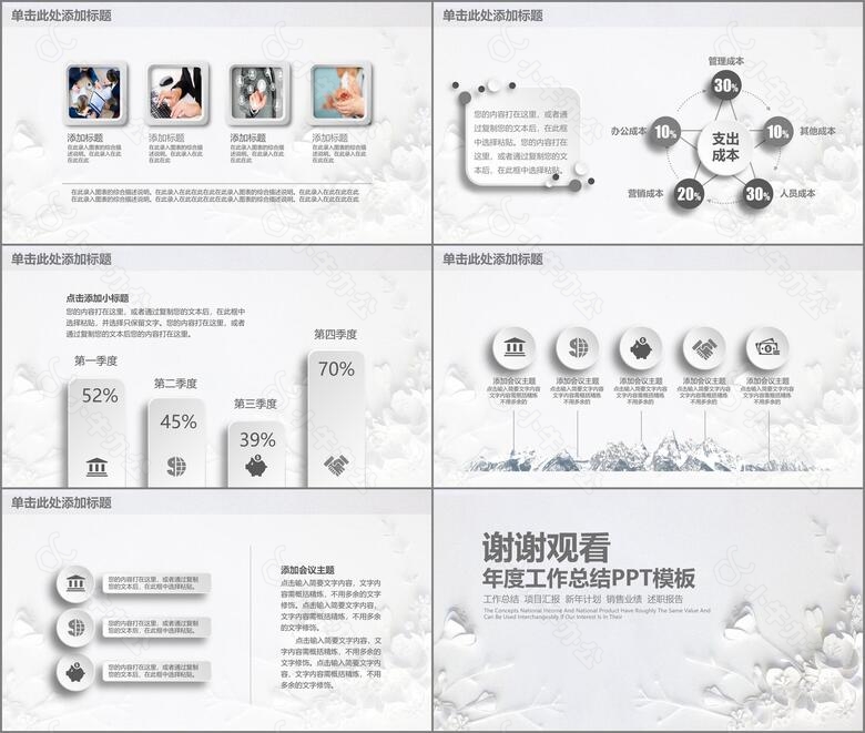 微粒体黑白年度工作总结PPT模板no.5