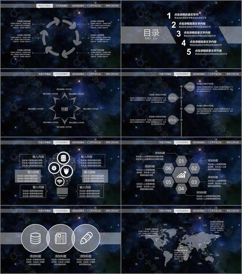 星空大气开场工作总结述职报告PPT模板no.2