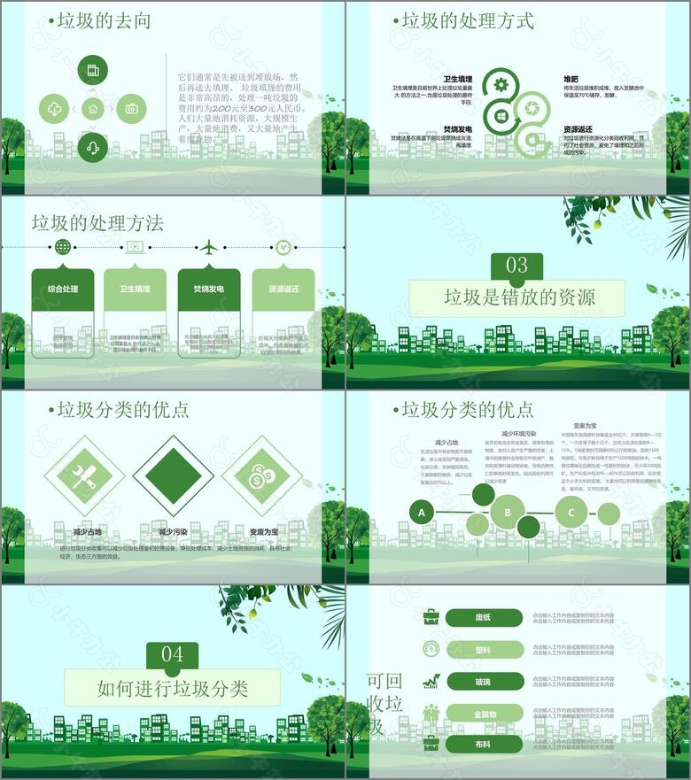 绿色清新绿色环保垃圾分类宣传PPT模板no.2