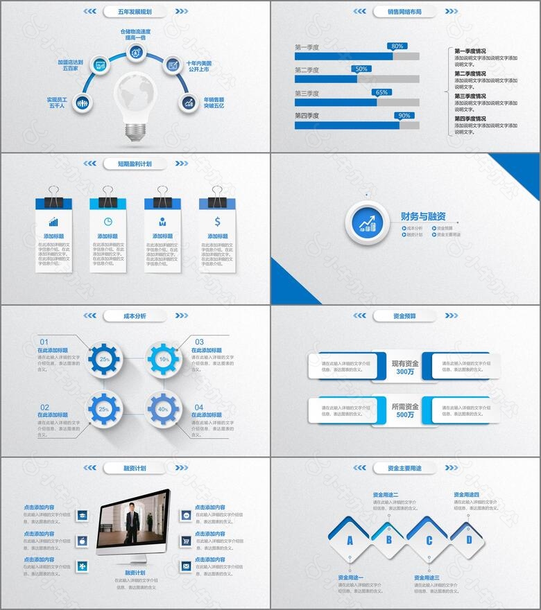 蓝色商业融资计划书PPT模板no.5