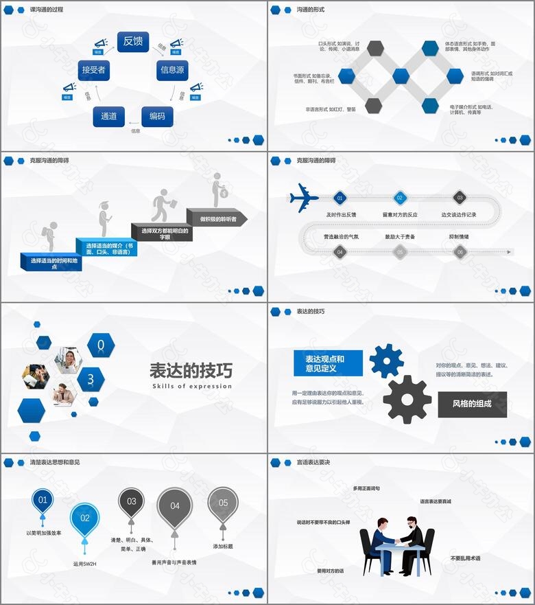 蓝色微粒商务风企业沟通技巧培训PPT模板no.2