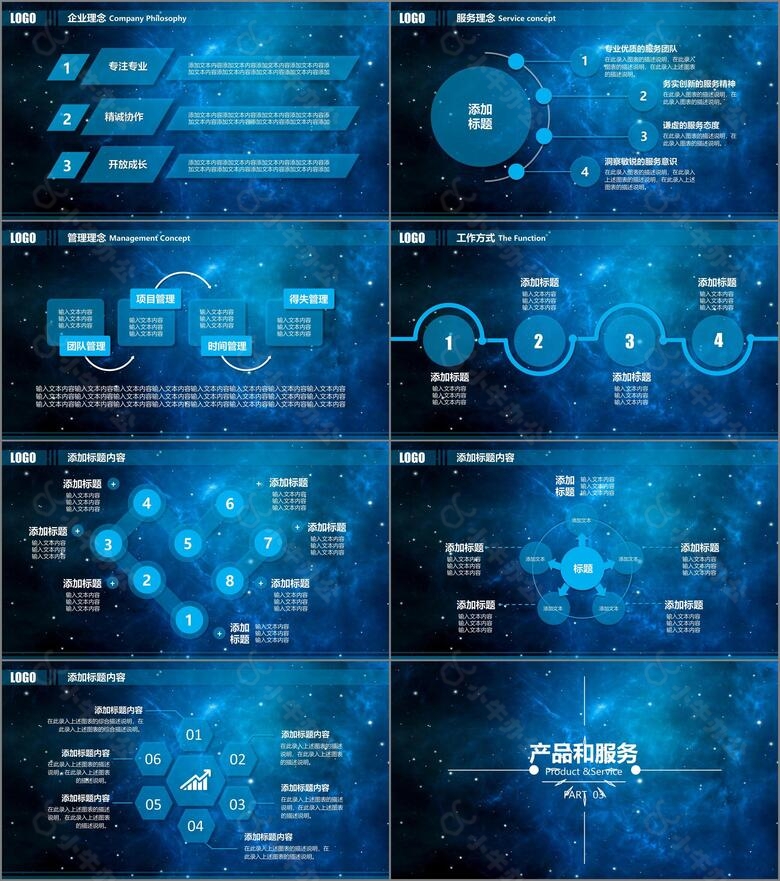 蓝色星空IOS风格企业宣传工作计划年终总结通用PPT模板no.4