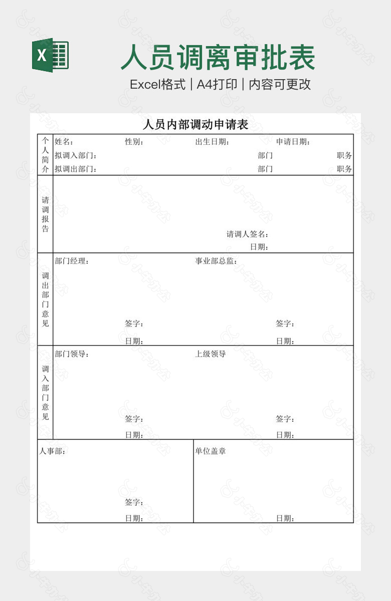 人员调离审批表