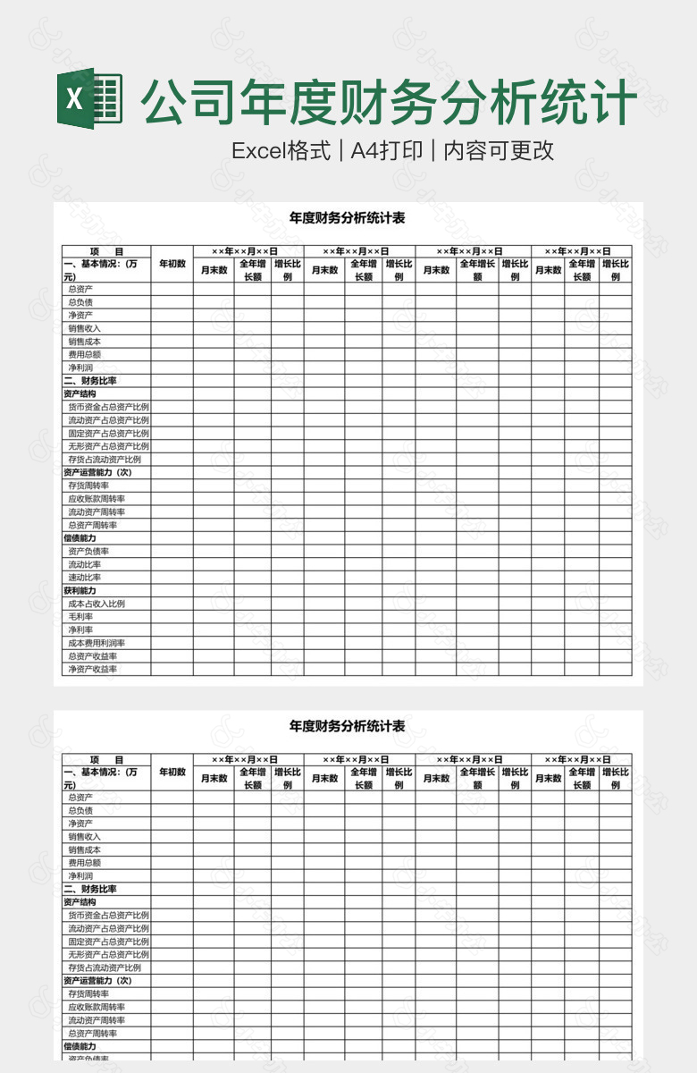 公司年度财务分析统计表