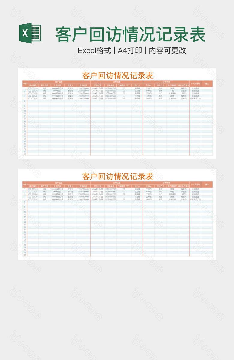客户回访情况记录表