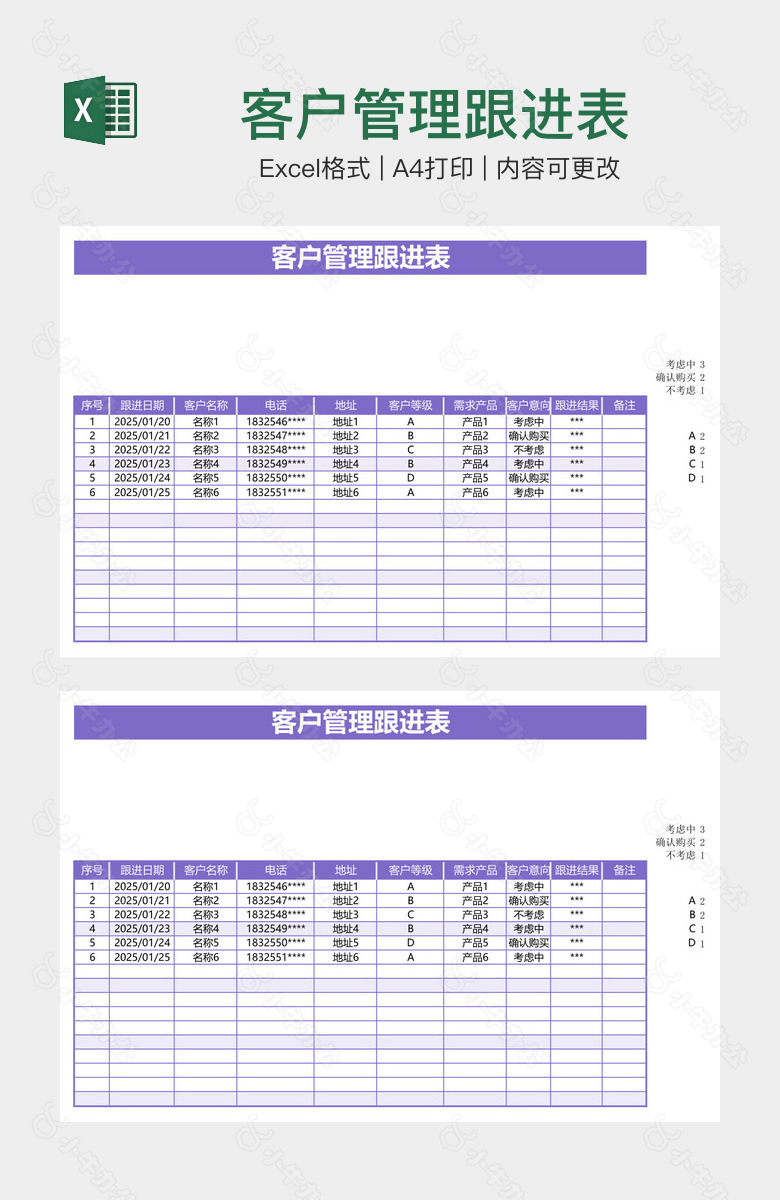 客户管理跟进表