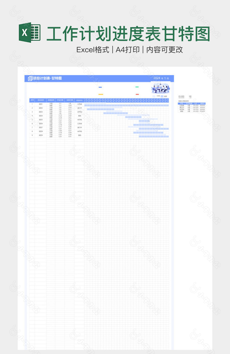 工作计划进度表甘特图