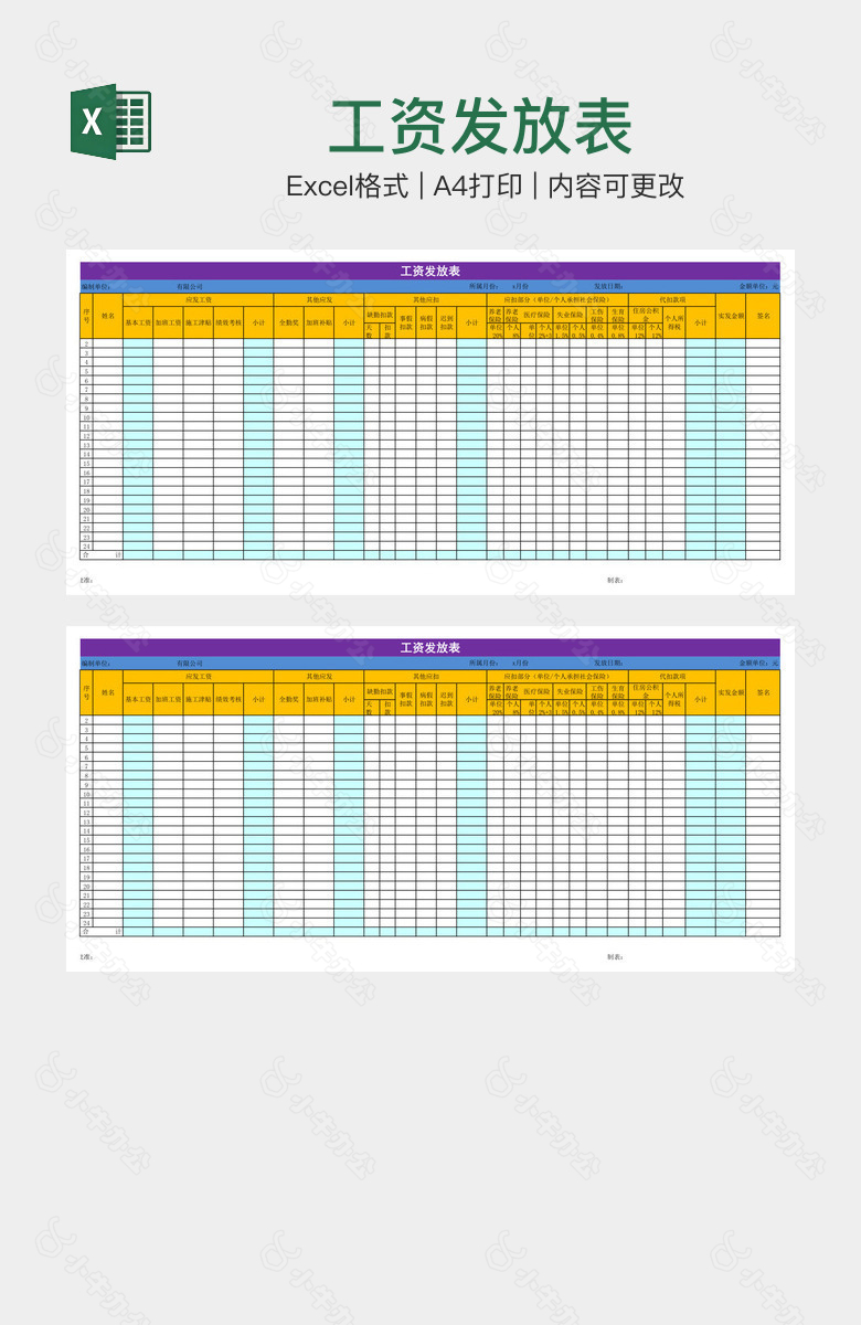 工资发放表