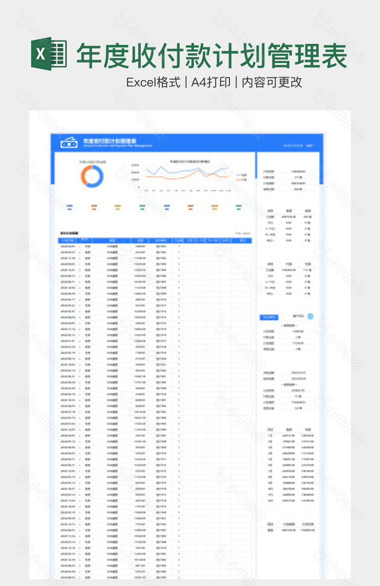 年度收付款计划管理表