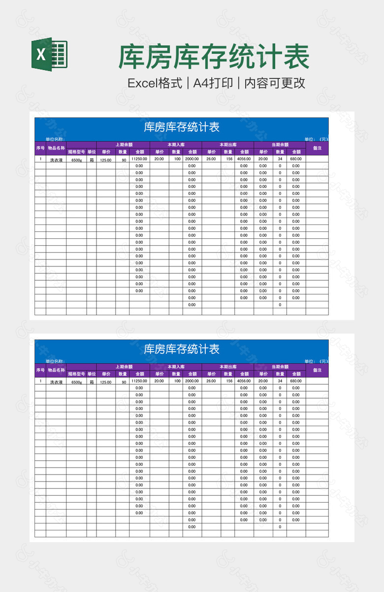 库房库存统计表