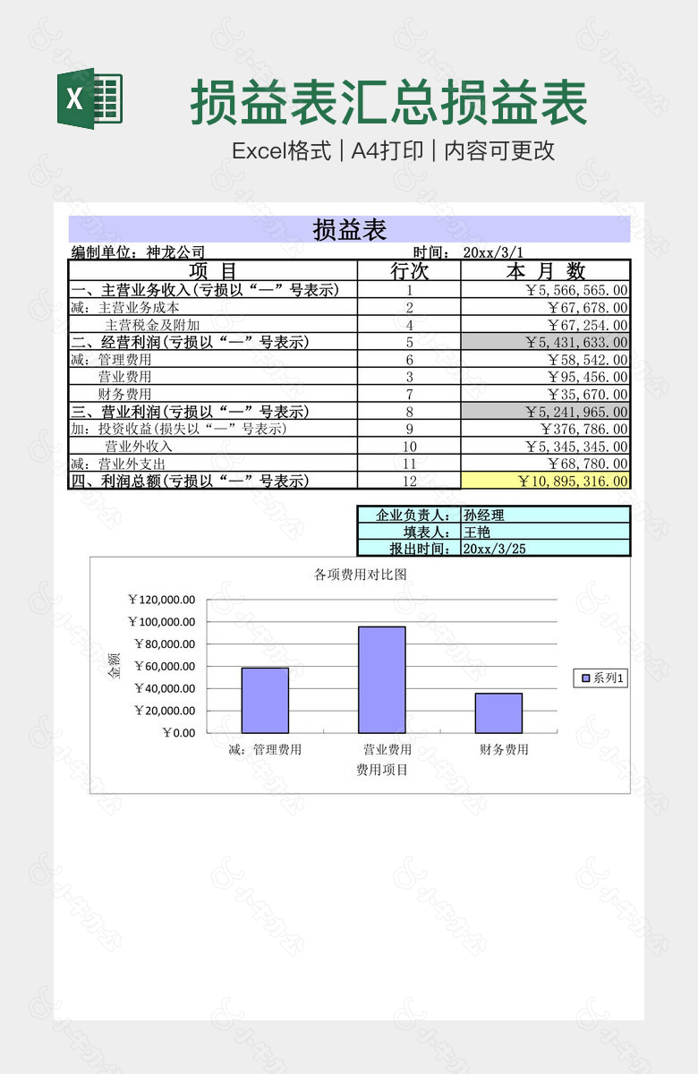 损益表汇总损益表