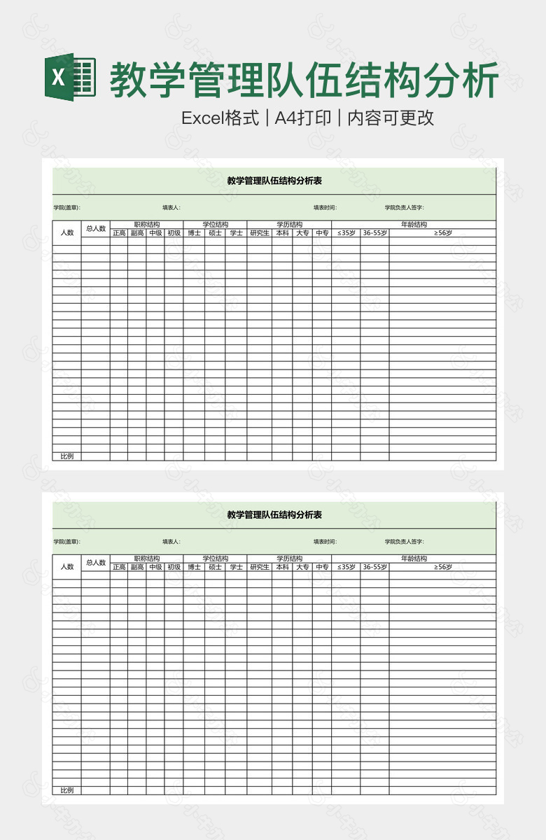 教学管理队伍结构分析表