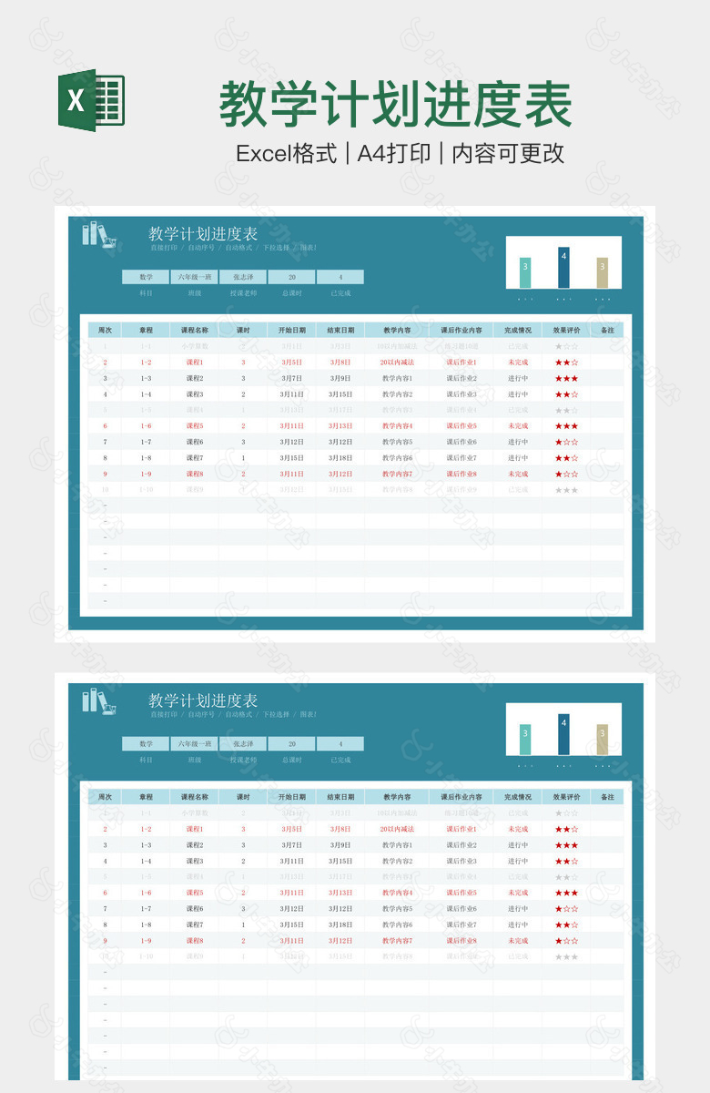 教学计划进度表