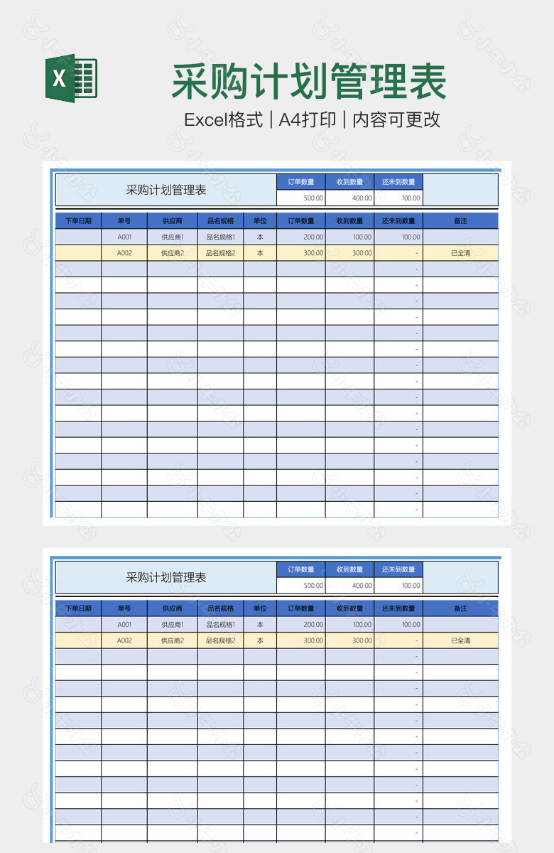 采购计划管理表