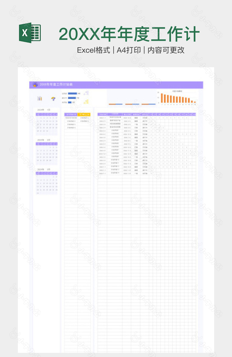 20XX年年度工作计划表