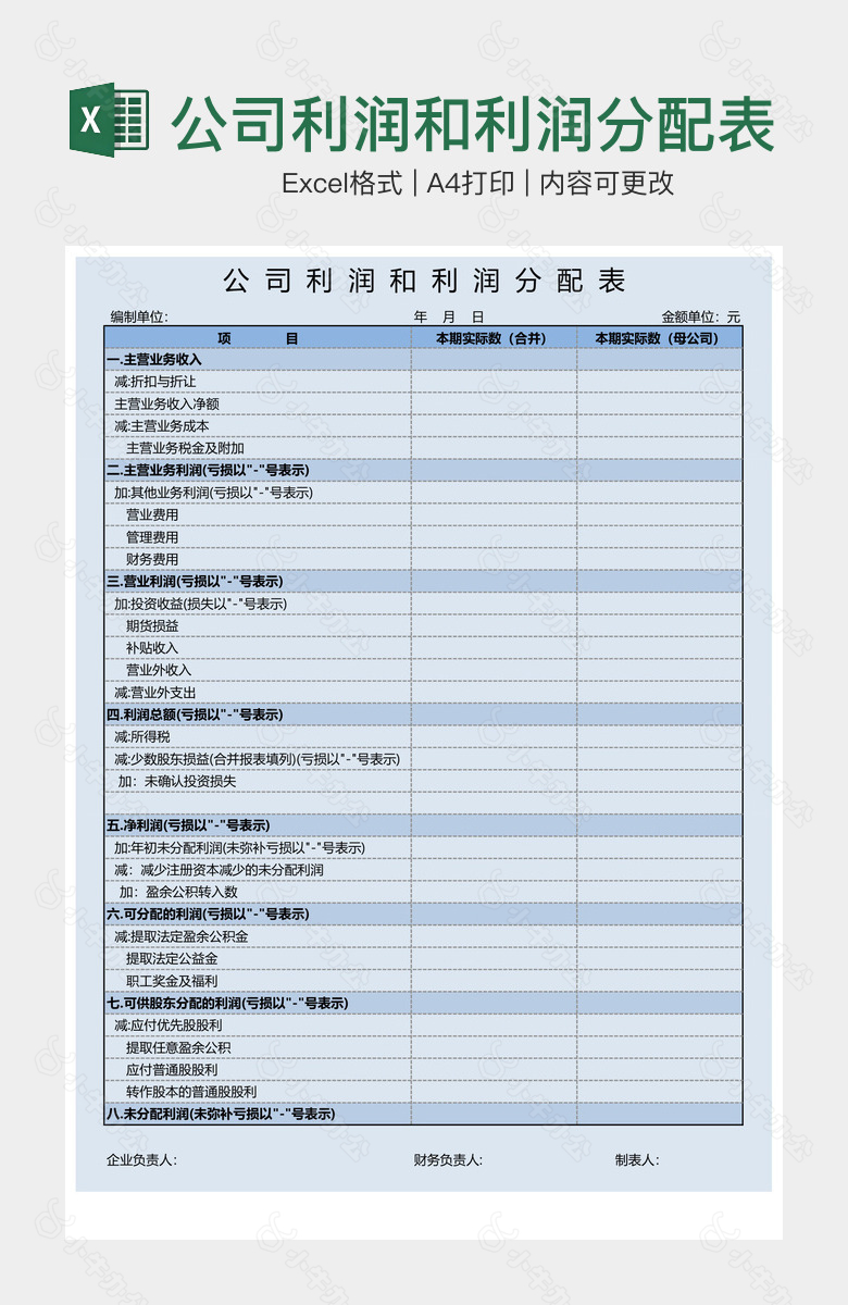 公司利润和利润分配表