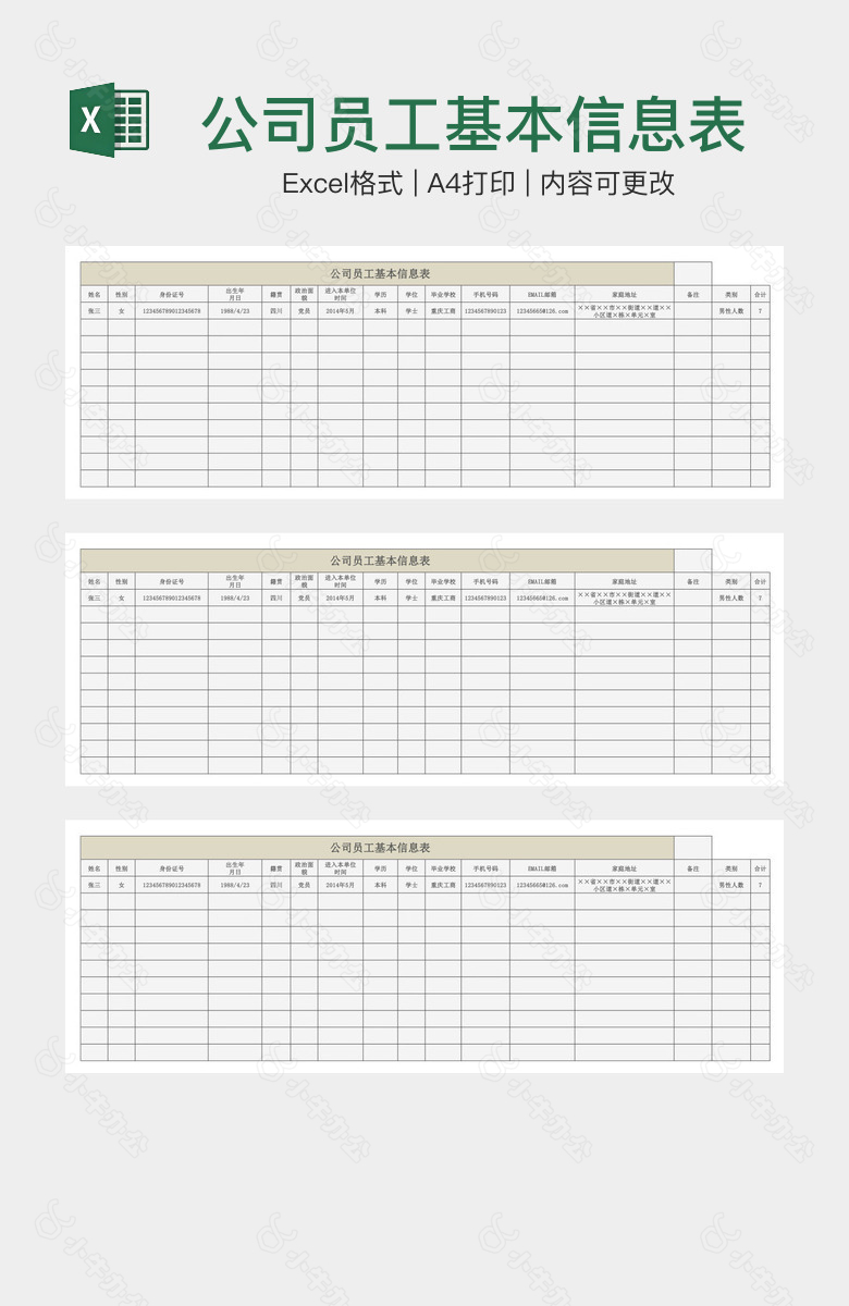 公司员工基本信息表