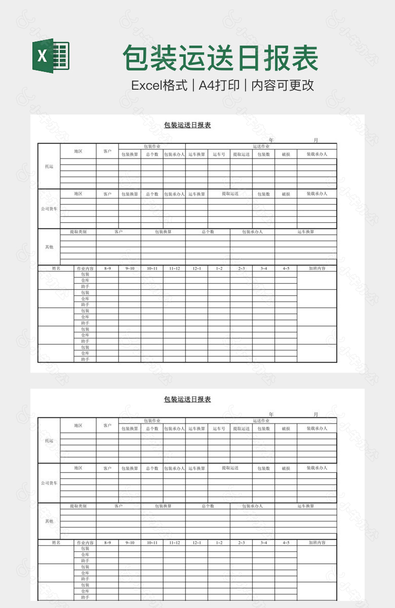 包装运送日报表