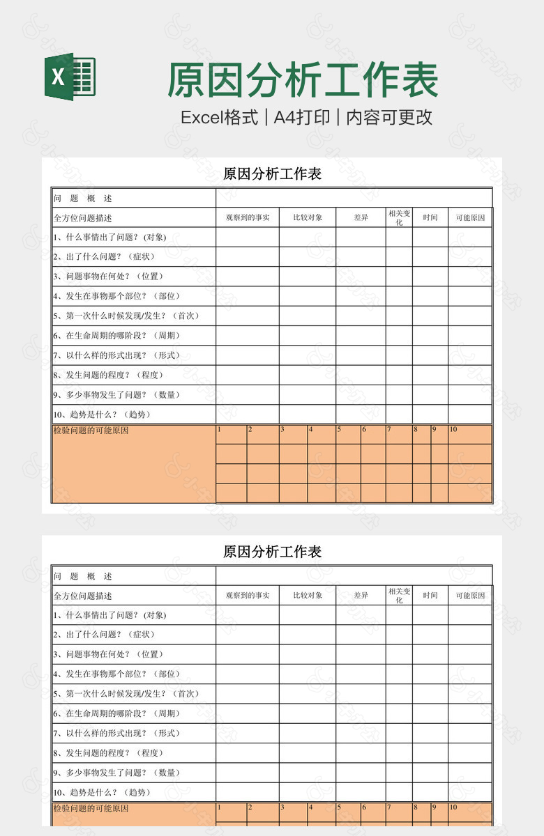 原因分析工作表