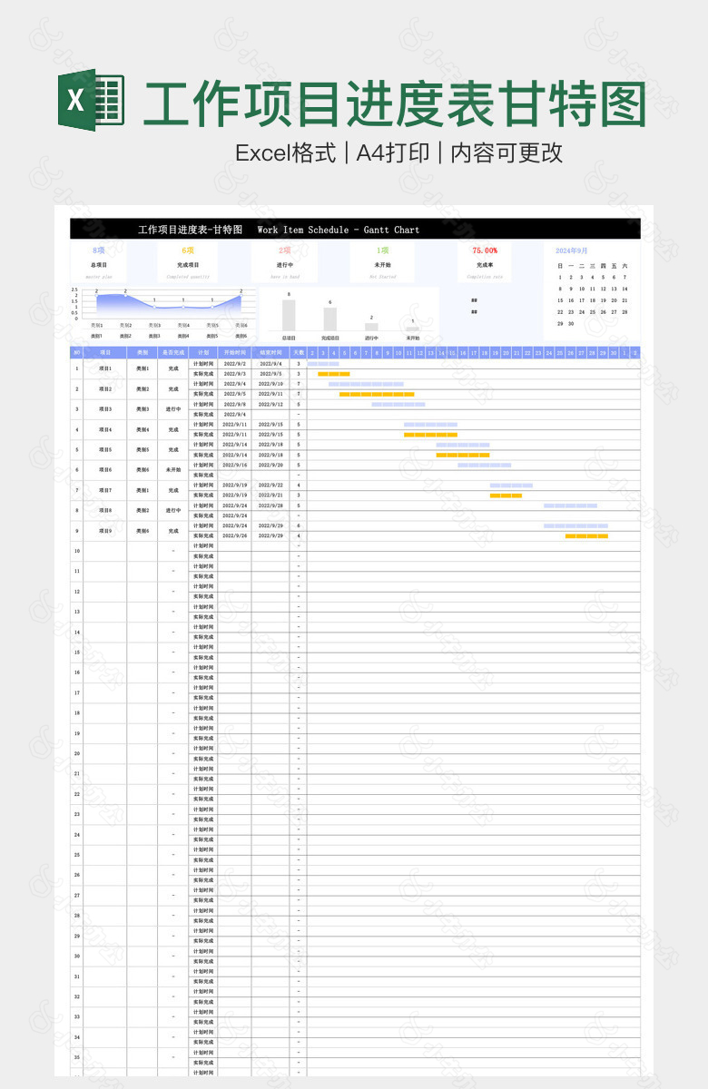 工作项目进度表甘特图