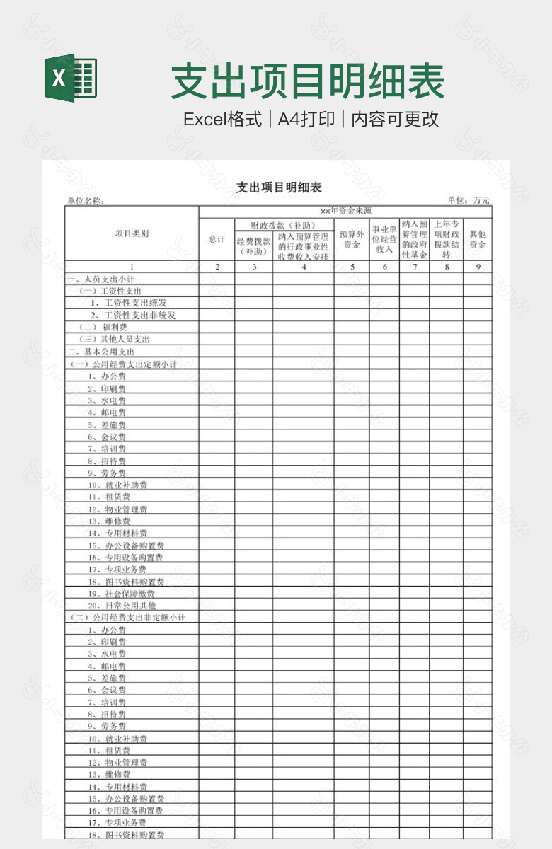 支出项目明细表