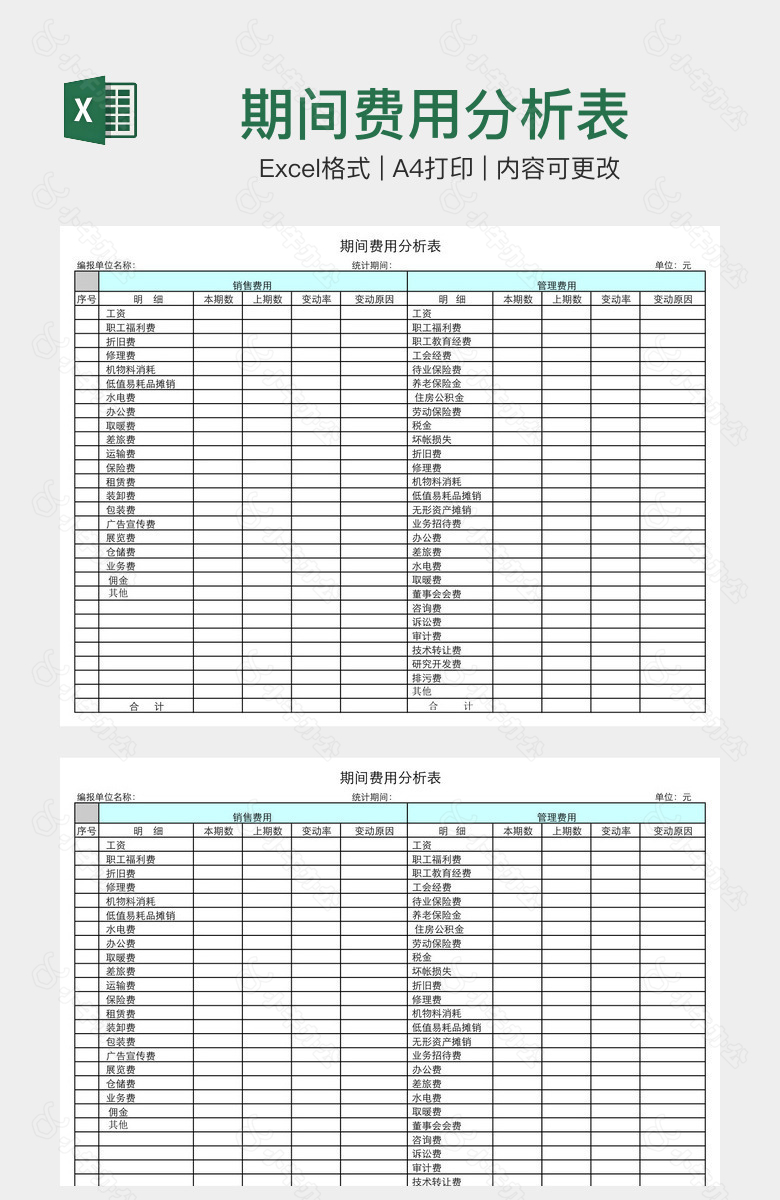 期间费用分析表