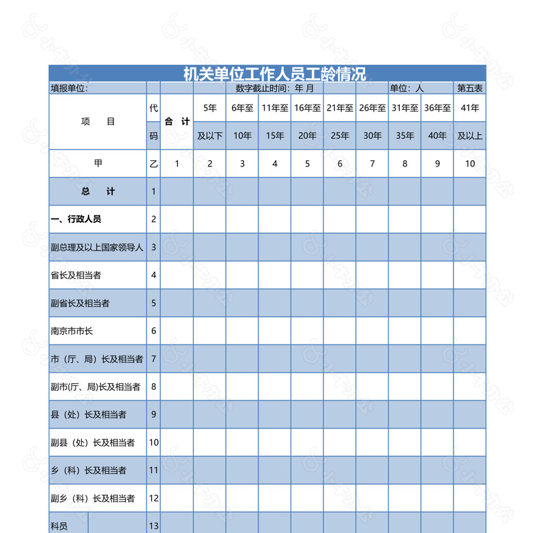 机关单位工作人员工龄情况no.2